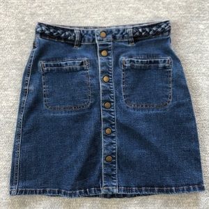 Francesca’s Harper Denim Snap Front Skirt